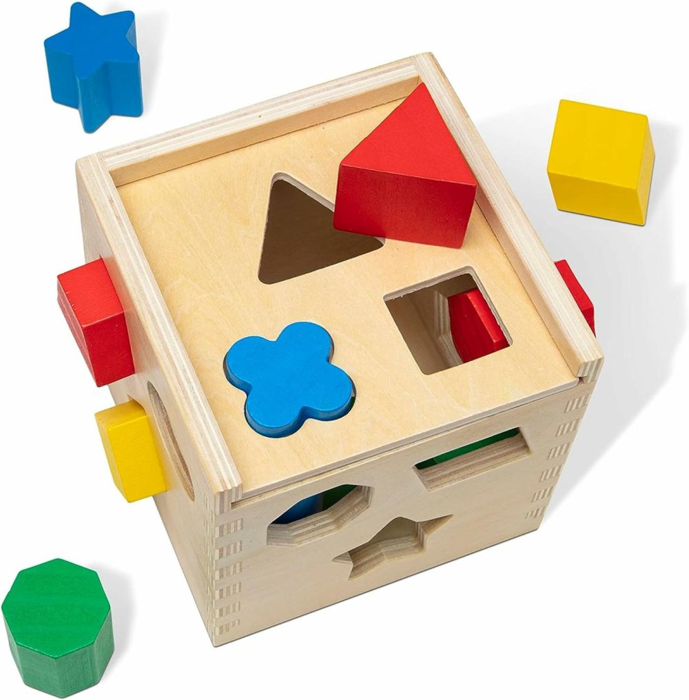 Shape Sorting Cube – Classic Wooden Toy With 12 Shapes – Kids Shape Sorter Toys For Toddlers Ages 2+  |  Sorting & Stacking Toys All Toys Sorting & Stacking Toys