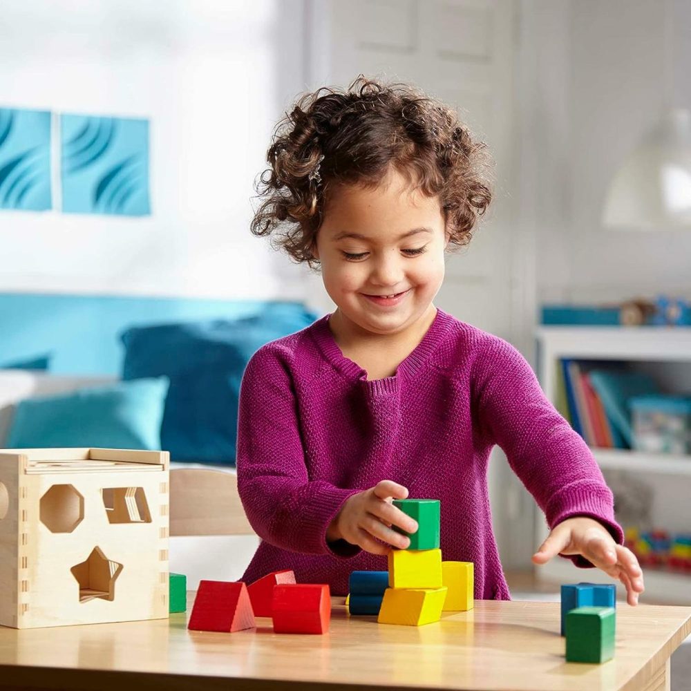 Shape Sorting Cube – Classic Wooden Toy With 12 Shapes – Kids Shape Sorter Toys For Toddlers Ages 2+  |  Sorting & Stacking Toys All Toys Sorting & Stacking Toys