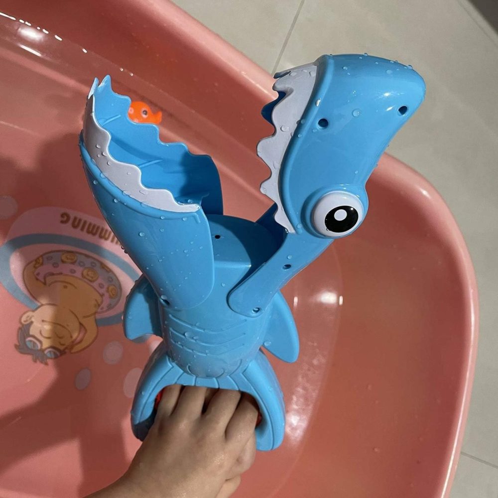 Shark Grabber Baby Bath Toys – Blue Shark With Teeth Biting Action Include 4 Toy Fish – Bath Toys For Kids Ages 4-8 Boys Girls Toddlers Pool Toys  |  Bath Toys All Toys Bath Toys