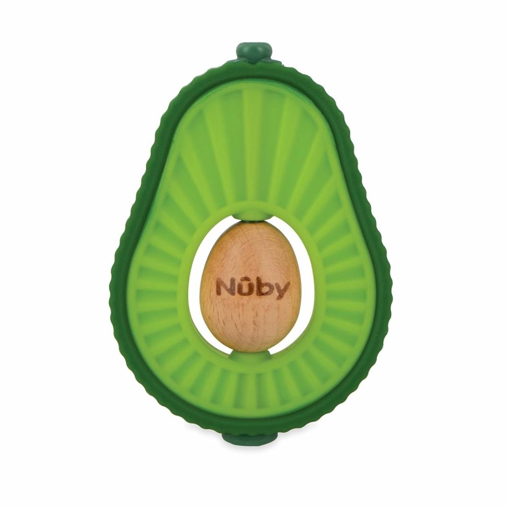 Silicone Avocado Teether With Spinning Wood Seed- 3+ Months  |  Teethers All Toys Avocado