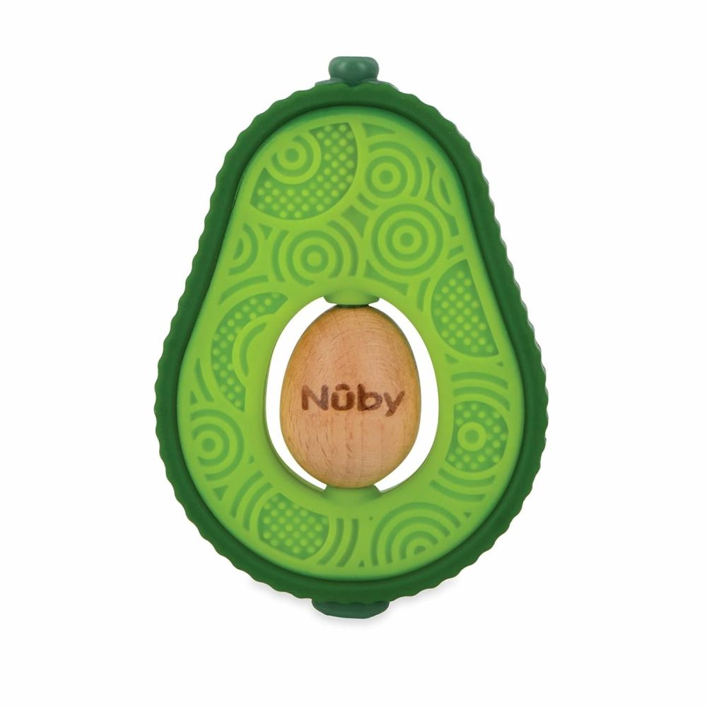 Silicone Avocado Teether With Spinning Wood Seed- 3+ Months  |  Teethers All Toys Avocado