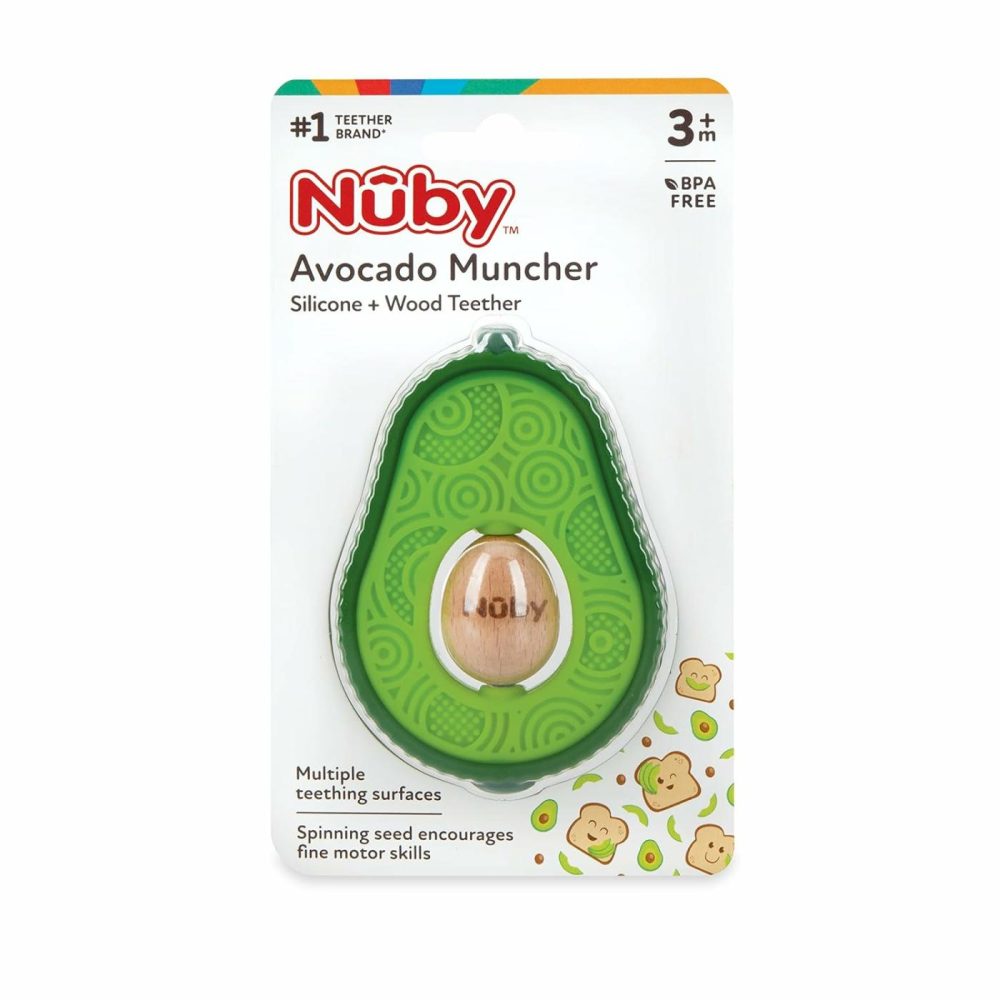 Silicone Avocado Teether With Spinning Wood Seed- 3+ Months  |  Teethers All Toys Avocado