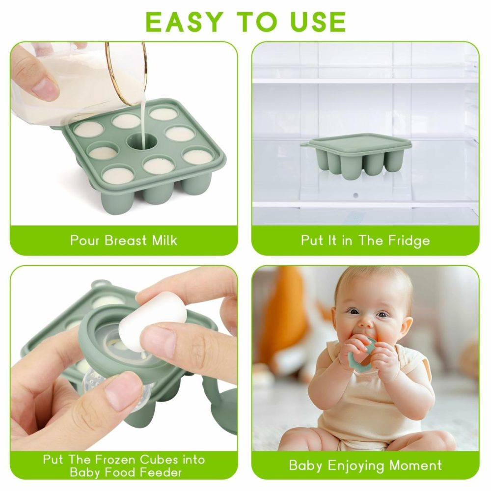 Silicone Baby Fruit Food Feeder & Baby Food Freezer Tray Set  Breastmilk Popsicle Molds For Baby Teething Relief  Baby Food Pacifier Feeder For Infants Self Feeding  Extra 3 Sizes Food Pouch  |  Teethers All Toys Dusty Lilac