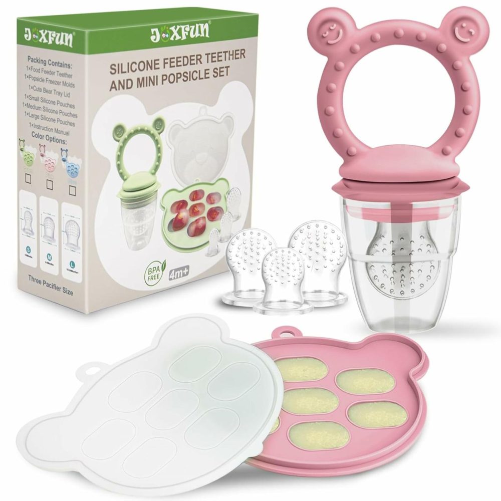 Silicone Baby Fruit Food Feeder Pacifier & Breastmilk Popsicle Freezer Molds For Batch Prep For Cooling Relief  Bpa Free Silicone Feeder To Safely Introduce New Foods  Double As Teething Toys  |  Teethers All Toys Pink