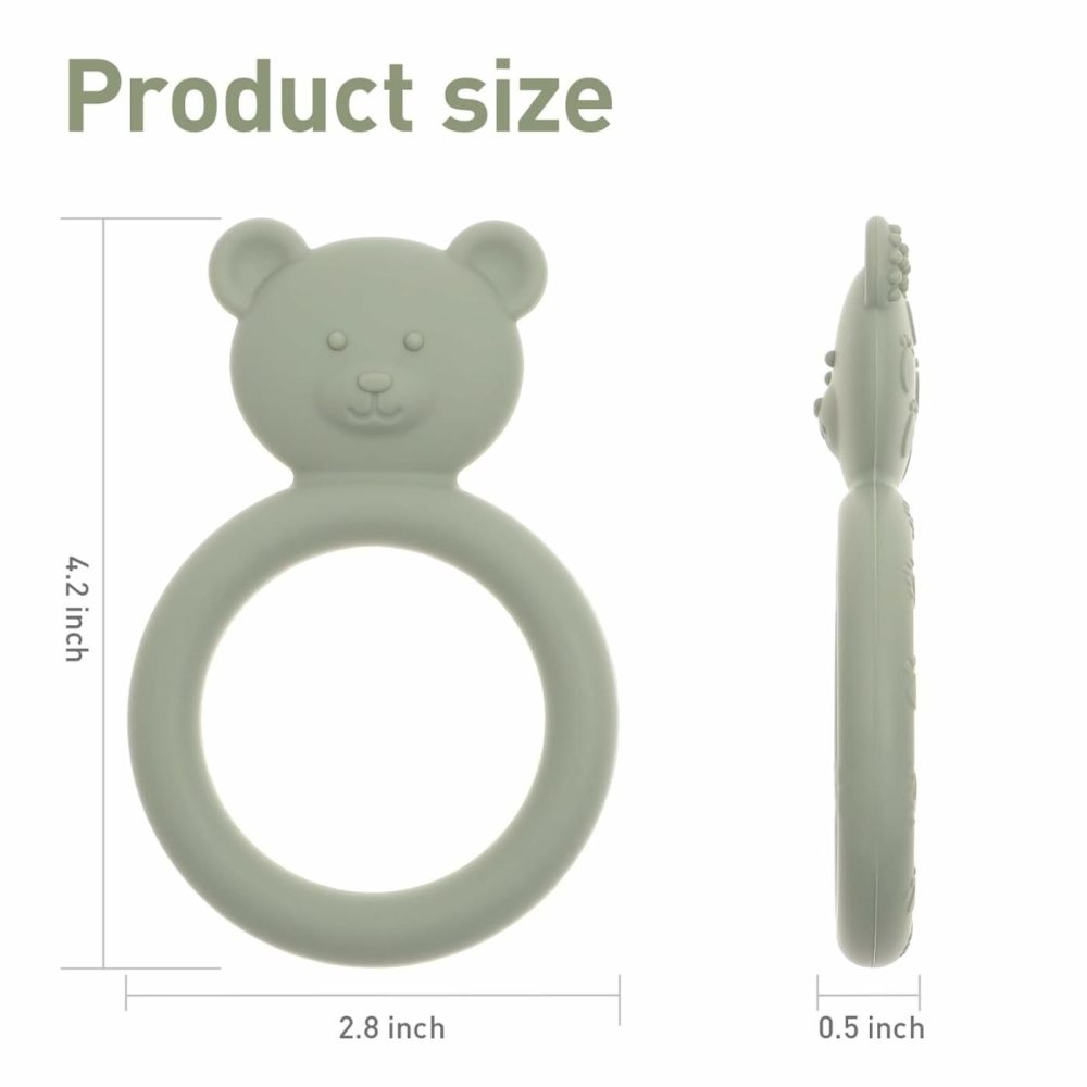 Silicone Baby Teether  Teething Toy Ring For Babies  Easy To Hold Design  Bpa Free (Sand + Light Grey)  |  Teethers All Toys Sand + Light Grey