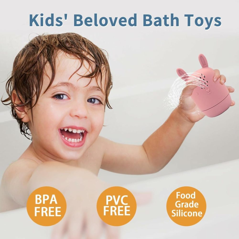 Silicone Bath Toys For Kids Ages 1-3 | Mold Free Bath Toys For Infants Toddlers | Eco-Friendly Animal Squirts Bathtub Toys | 1 Year Old Bath Shower Toys For Boys Girls  |  Bath Toys All Toys Bath Toys