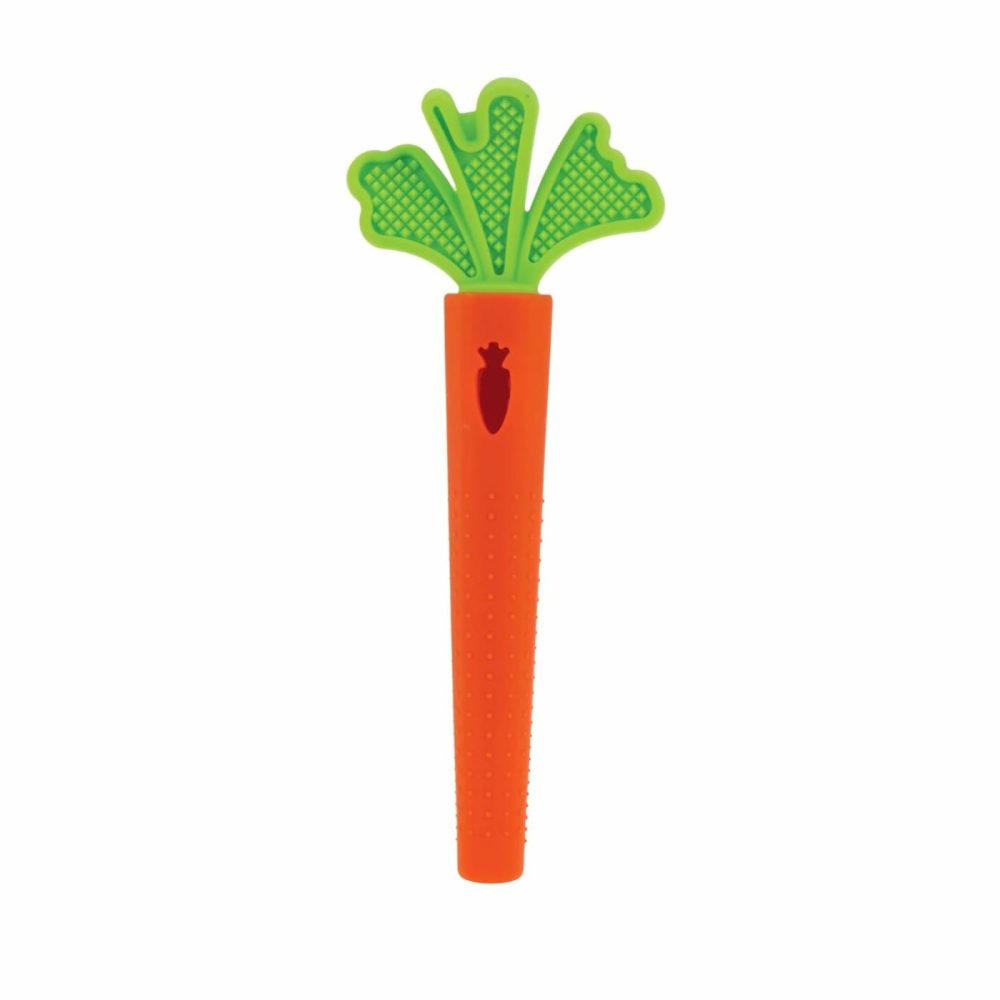 Silicone Carrot Tube Teether – Baby Teething Toy – Massaging Bristles For Sore Gums – 3+ Months  |  Teethers All Toys Orange, Green