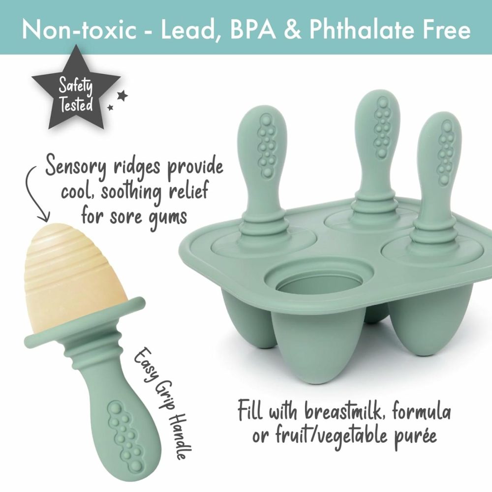 Silicone Petite Pops – Baby Popsicle Mold – Bpa Free – Dishwasher Safe – 4 Months+ (Sage Green Teether Pops)  |  Teethers All Toys Sage Green