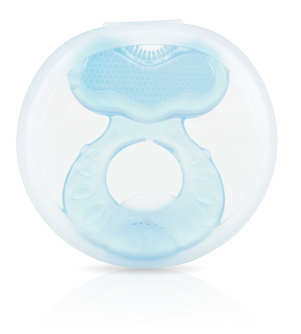 Silicone Teethe-Eez Teether With Bristles  Includes Hygienic Case  Blue  |  Teethers All Toys Blue