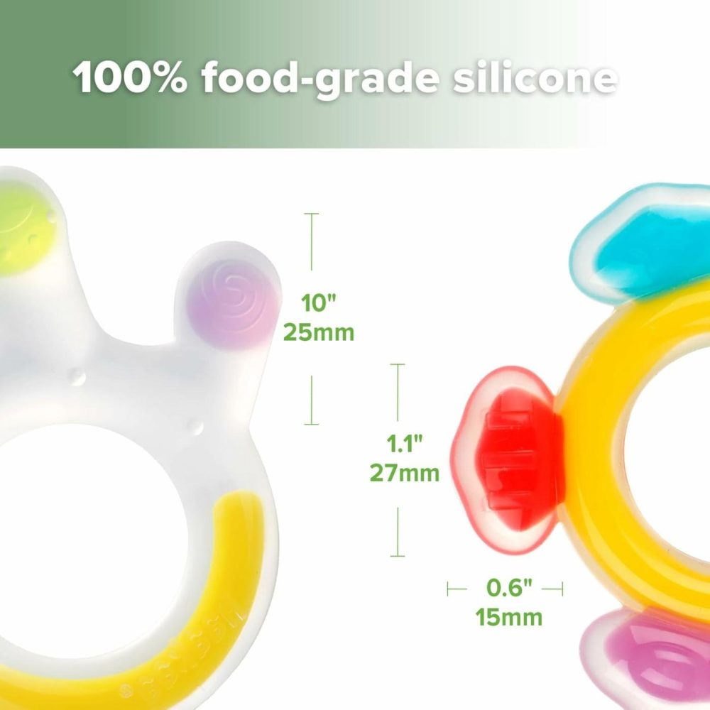 Silicone Teether Combo – Baby Freezer Teething Toy – Soft Cold Teether – Soothe Teething Pain & Itching Gums – Perfect Size – Palm & Ferris Wheel Shape For 3M+ Babies Bpa Free – 2 Pk  |  Teethers All Toys Multicolor