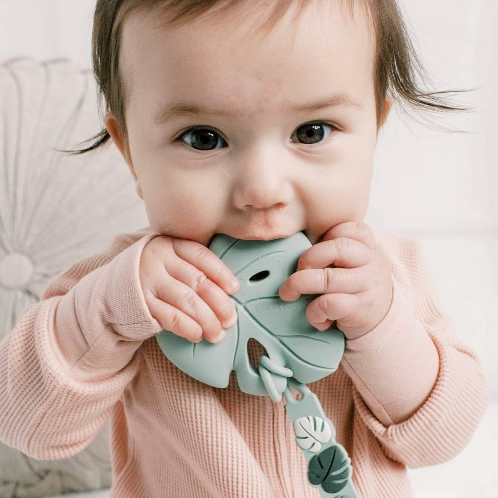 Silicone Teether For Teething Baby Boy And Girl – Monstera Seafoam  |  Teethers All Toys Monstera Seafoam