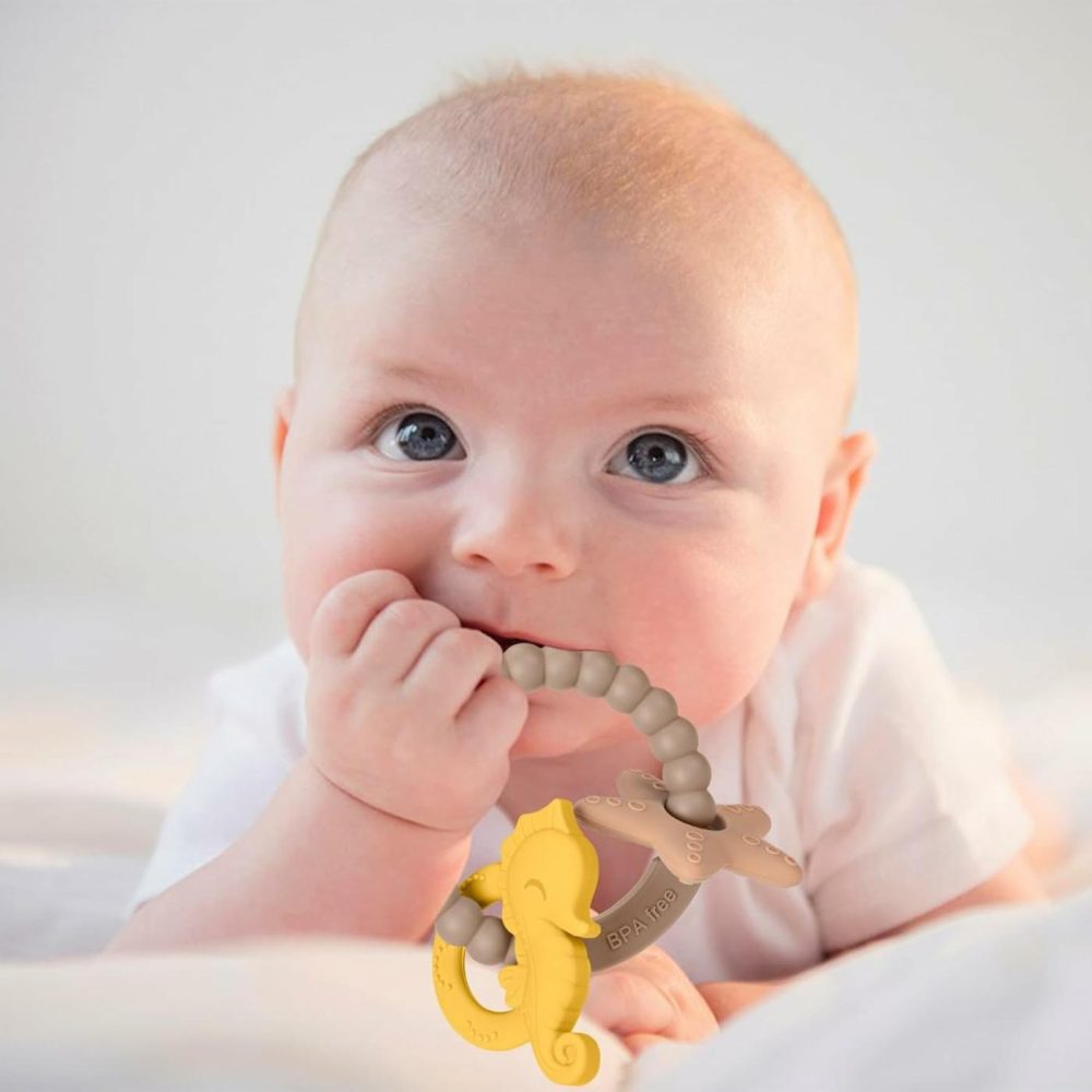 Silicone Teethers For Babies 0-6 6-12 Months Baby Teething Toys Teething Ring For Infant Boys Girls  |  Teethers All Toys Teethers