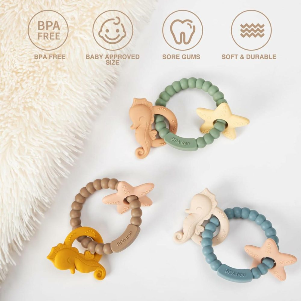 Silicone Teethers For Babies 0-6 6-12 Months Baby Teething Toys Teething Ring For Infant Boys Girls  |  Teethers All Toys Teethers