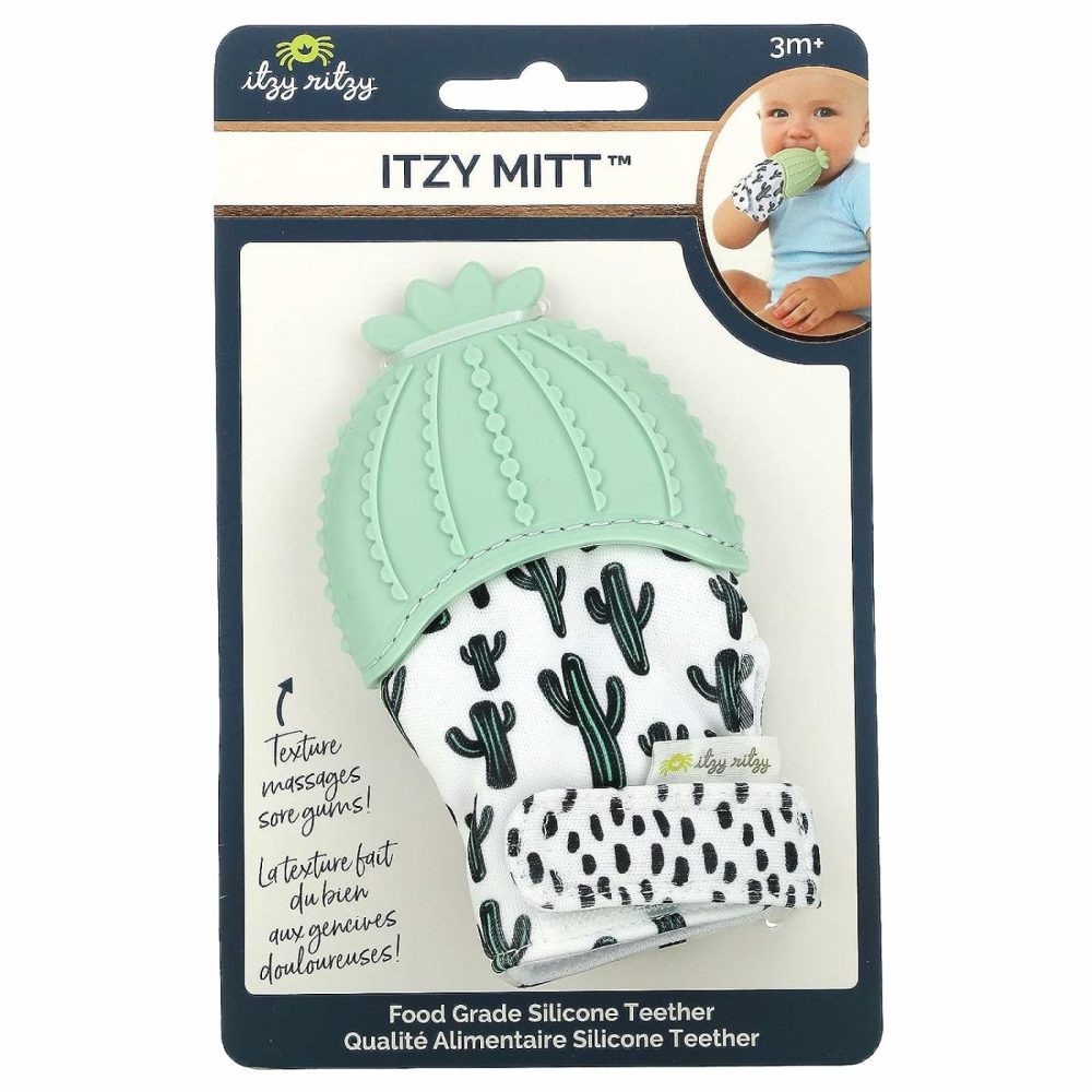 Silicone Teething Mitt – Soothing Infant Teething Mitten With Adjustable Strap  Crinkle Sound & Textured Silicone To Soothe Sore & Swollen Gums – Baby Teething Toy For 3 Mos & Up  Cactus  |  Teethers All Toys Cactus