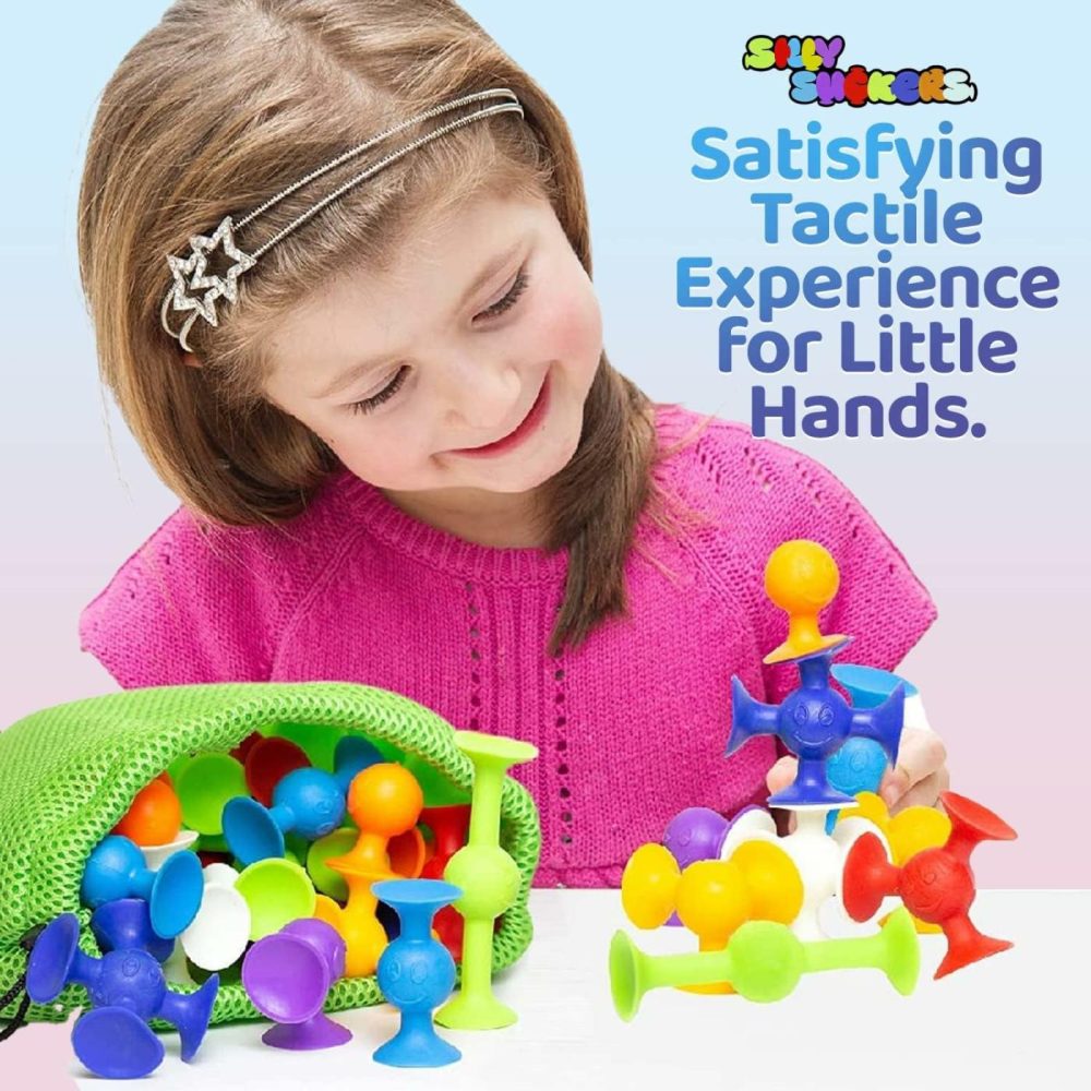 Silly Suckers Suction Toys 50 Pcs | Building Toys | Smooth Soft Edges | Montessori Toys | Toddler Toys | Sensory Toys | Bath Toys | Toy Building Sets | Preschool Building Sets | Suitable For Gifting  |  Bath Toys All Toys Bath Toys