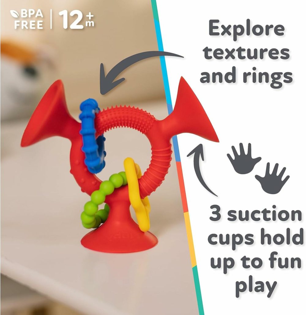 Silly Three Prong Interactive Suction Toy With Colorful Rings  Aqua  |  Bath Toys All Toys Aqua