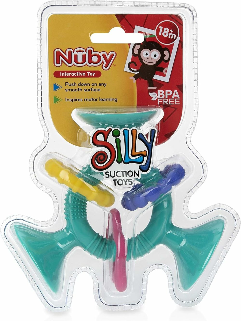 Silly Three Prong Interactive Suction Toy With Colorful Rings  Aqua  |  Bath Toys All Toys Aqua