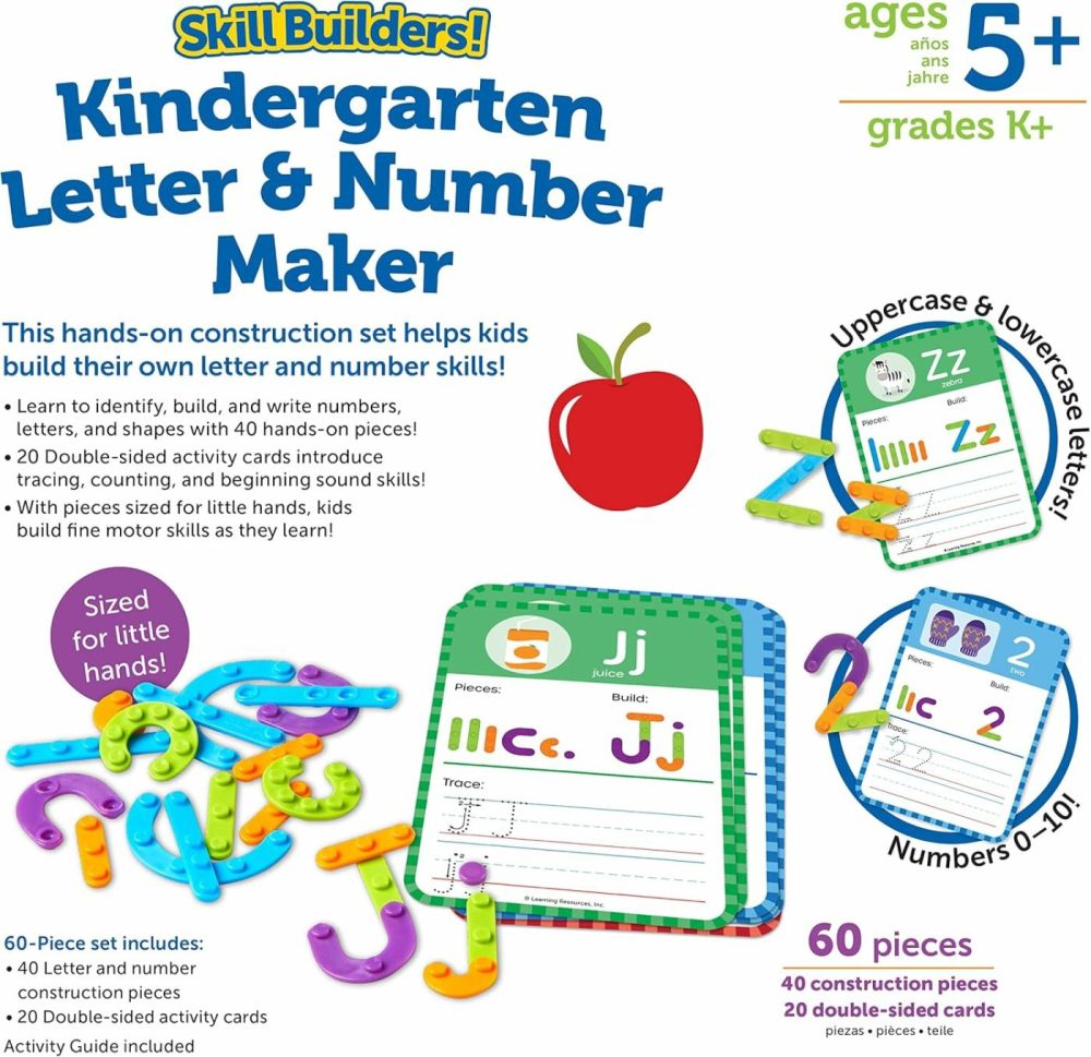 Skill Builders! Kindergarten Letter & Number Maker  Educational Indoor Games  Preschool Alphabet  Toddler  Brain Toys,Back To School  60 Pieces  Age 6+  |  Sorting & Stacking Toys All Toys Sorting & Stacking Toys