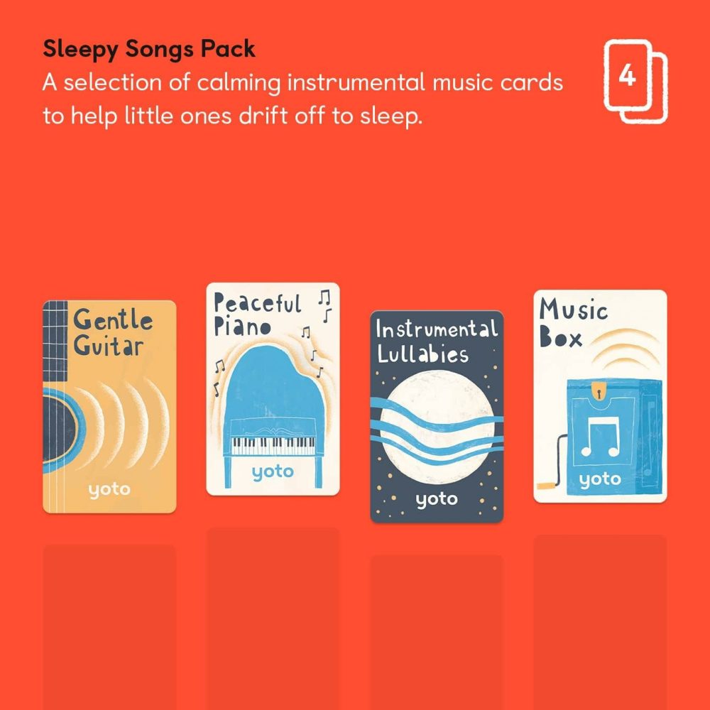 Sleepy Songs Pack – 4 Kids Musical Cards For Use With Player & Mini All-In-1 Audio Player  Educational & Screen-Free Listening With Relaxing Music For Naptime Bedtime & Winding Down  |  Musical Toys All Toys