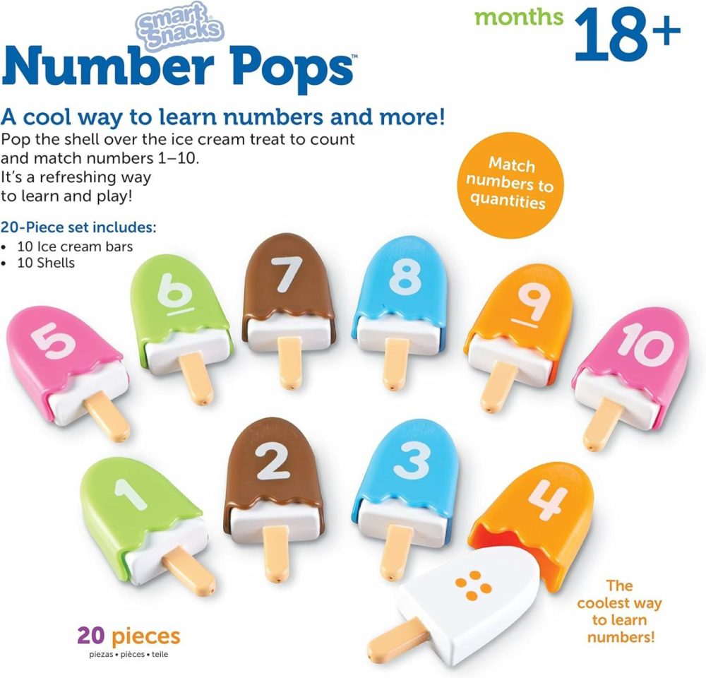 Smart Snacks Number Pops – 20 Pieces  Ages 2+,Toddler Number Learning Toys  Preschool Math Games  Fine Motor Toys  Numbers For Kids  |  Sorting & Stacking Toys All Toys Sorting & Stacking Toys