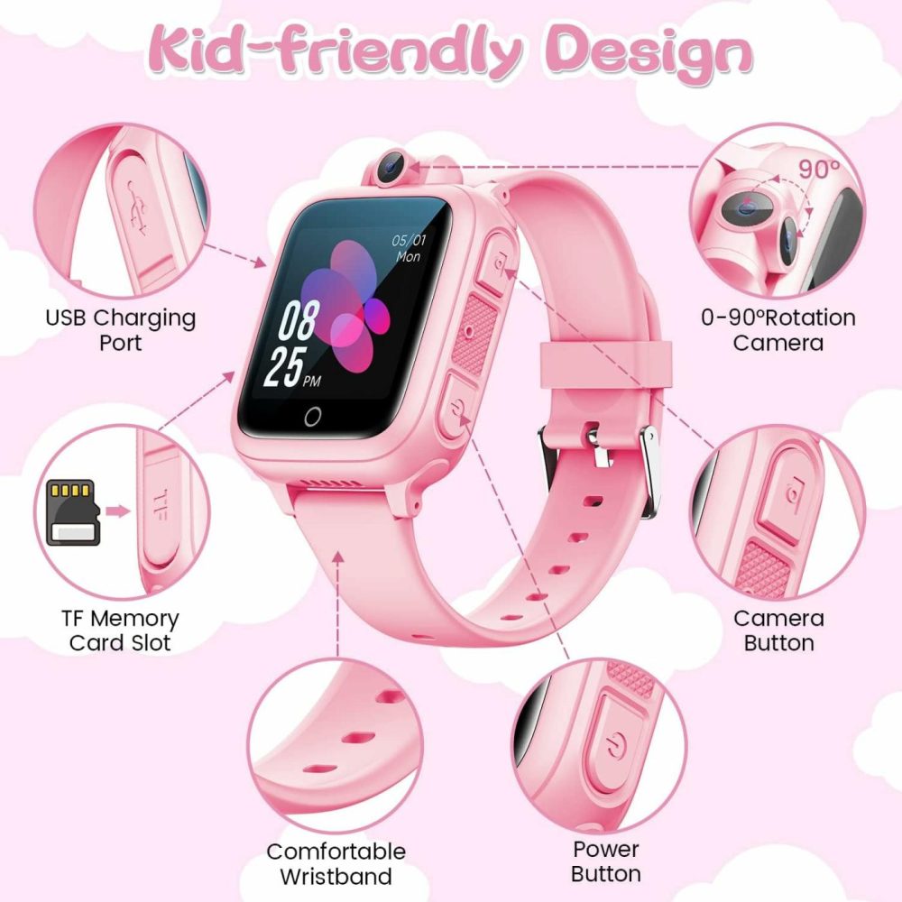 Smart Watch For Kids Gift For Girls Toys Age 4-8 Birthday For Girls Kids Watch For 3 4 5 6 7 8 9 10 11 12 Year Old Girls(Pink)  |  Bead Mazes All Toys Bead Mazes