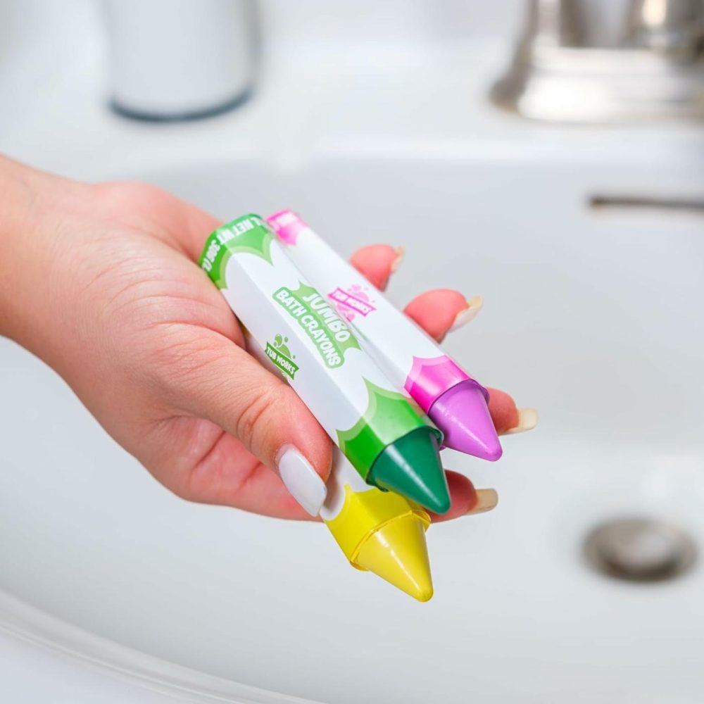 Smooth Jumbo Bath Crayons Bath Toy | Nontoxic  Washable Bath Crayons For Toddlers & Kids | Unique Formula Draws Smoothly & Vividly On Wet & Dry Tub Walls | Large  Easy-Grip Bathtub Crayons  |  Bath Toys All Toys Bath Toys