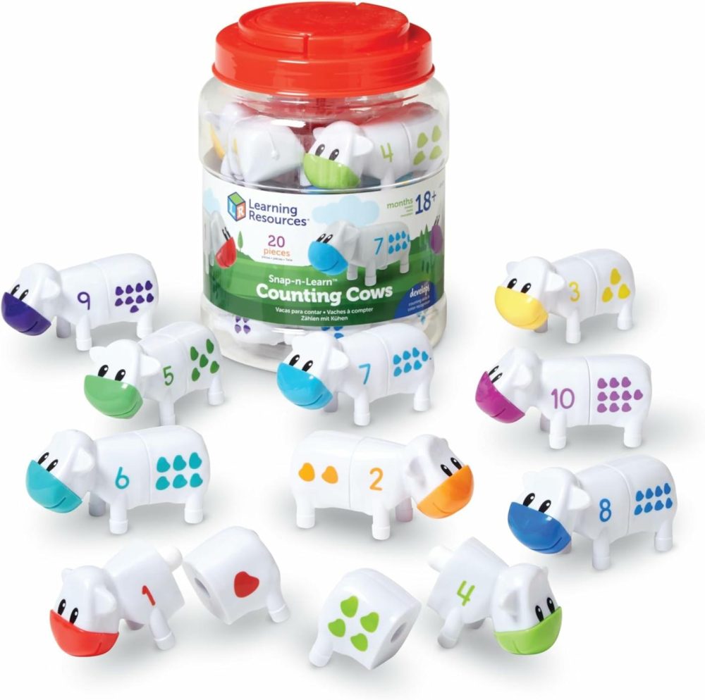 Snap-N-Learn Counting Cows Toy Set,Develops Color Recognition  Counting & Sorting Set  Farm Animals  20 Pieces  Ages 18+ Months  |  Sorting & Stacking Toys All Toys Sorting & Stacking Toys