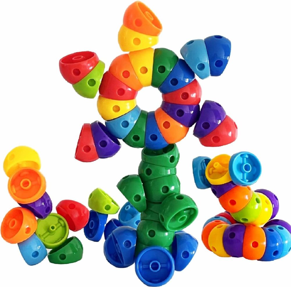 Snap N Twist Building Toys -Wocky Blocks- 80 Pieces Stem Snap Cubes – Manipulatives For Elementary School & Preschool – Tactile Sensory Toys For Boys & Girls,Stem Toys For 3 Year Old.  |  Sorting & Stacking Toys All Toys Sorting & Stacking Toys