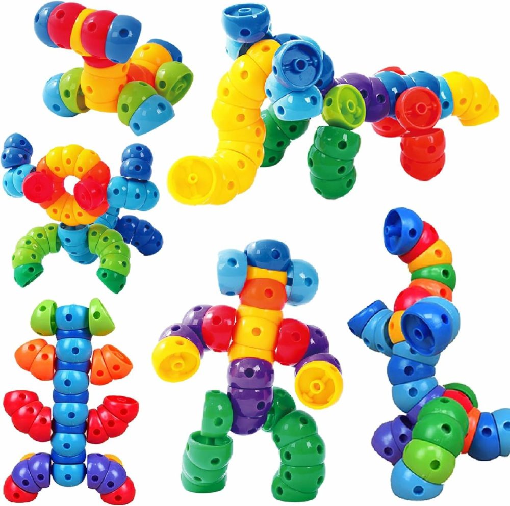 Snap N Twist Building Toys -Wocky Blocks- 80 Pieces Stem Snap Cubes – Manipulatives For Elementary School & Preschool – Tactile Sensory Toys For Boys & Girls,Stem Toys For 3 Year Old.  |  Sorting & Stacking Toys All Toys Sorting & Stacking Toys