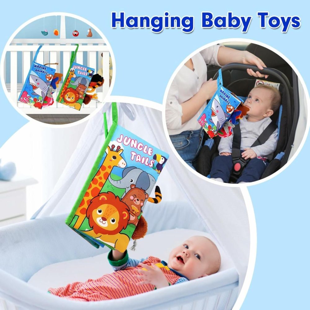 Soft Baby Books 0-6 Months – 2 Pcs Baby Toys Montessori Toys For Babies Touch And Feel Cloth Book – Newborn Tummy Time Toys Infant Sensory Stroller Toys 0 3 6 9 Months Baby  |  Car Seat & Stroller Toys All Toys Car Seat & Stroller Toys