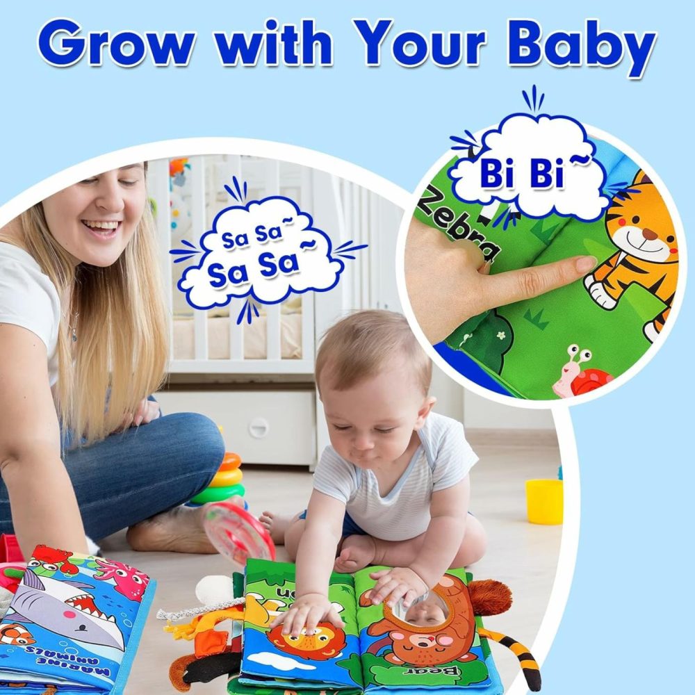 Soft Baby Books 0-6 Months – 2 Pcs Baby Toys Montessori Toys For Babies Touch And Feel Cloth Book – Newborn Tummy Time Toys Infant Sensory Stroller Toys 0 3 6 9 Months Baby  |  Car Seat & Stroller Toys All Toys Car Seat & Stroller Toys