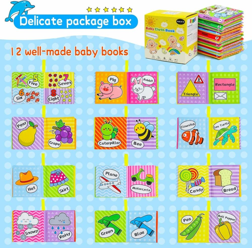 Soft Baby Books 12Pcs Soft Cloth Books Bath Books Crinkle Washable Non-Toxic Early Education Preschool Learning Toy For Newborns Babies Infants Toddlers Kids  |  Bath Toys All Toys Bath Toys