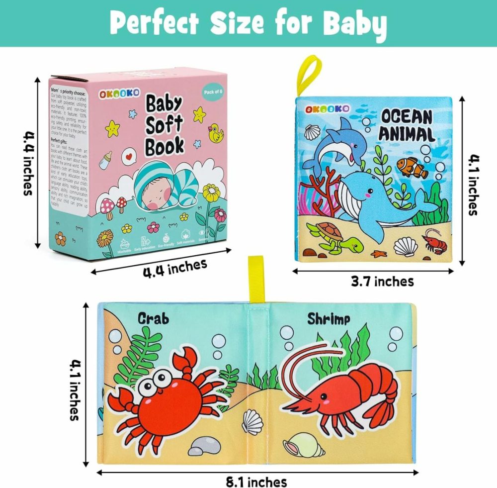 Soft Baby Books 6Pcs Soft Cloth Books Bath Books Crinkle Washable Non-Toxic Early Education Preschool Learning Toy For Newborns Babies Infants Toddlers Kids  |  Bath Toys All Toys Bath Toys