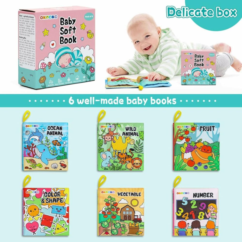 Soft Baby Books 6Pcs Soft Cloth Books Bath Books Crinkle Washable Non-Toxic Early Education Preschool Learning Toy For Newborns Babies Infants Toddlers Kids  |  Bath Toys All Toys Bath Toys