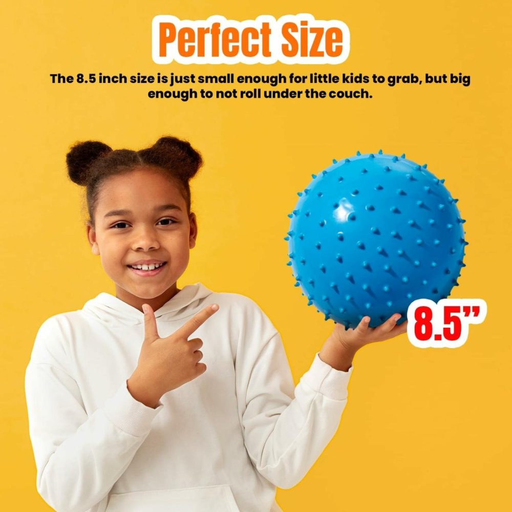 Soft Balls For Kids – Set Of Four 8.5″ Knobby Balls Plus Pump & 2 Pins  Durable  Inflatable Sensory Spiky Ball For Children  Toddlers And  Pets – Soft Bouncy Ball  |  Balls All Toys Balls