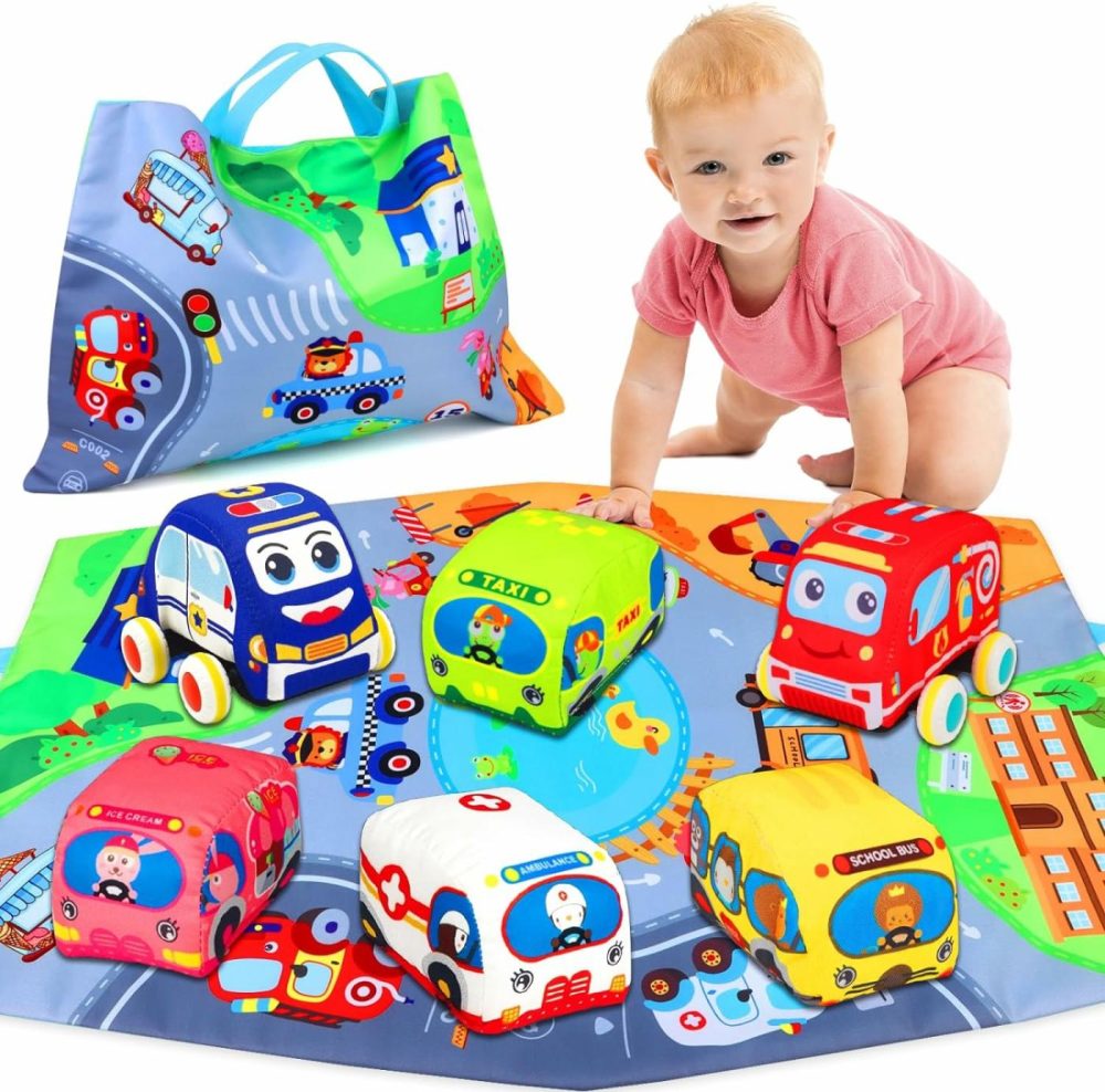 Soft Car Toys For 1 Year Old Boy Girl – Baby Toys 6 To 12 Months 12-18 Months Pull Back Car Vehicle Set With Playmat – 1St Birthday Gifts For Toddler Toys Age 1-2 – Baby  |  Push & Pull Toys All Toys Push & Pull Toys