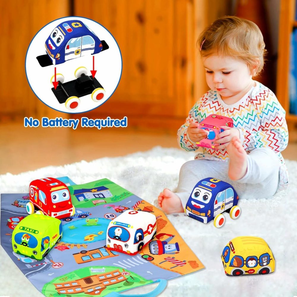 Soft Car Toys For 1 Year Old Boy Girl – Baby Toys 6 To 12 Months 12-18 Months Pull Back Car Vehicle Set With Playmat – 1St Birthday Gifts For Toddler Toys Age 1-2 – Baby  |  Push & Pull Toys All Toys Push & Pull Toys