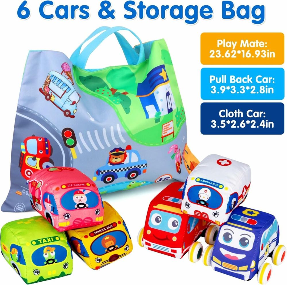 Soft Car Toys For 1 Year Old Boy Girl – Baby Toys 6 To 12 Months 12-18 Months Pull Back Car Vehicle Set With Playmat – 1St Birthday Gifts For Toddler Toys Age 1-2 – Baby  |  Push & Pull Toys All Toys Push & Pull Toys