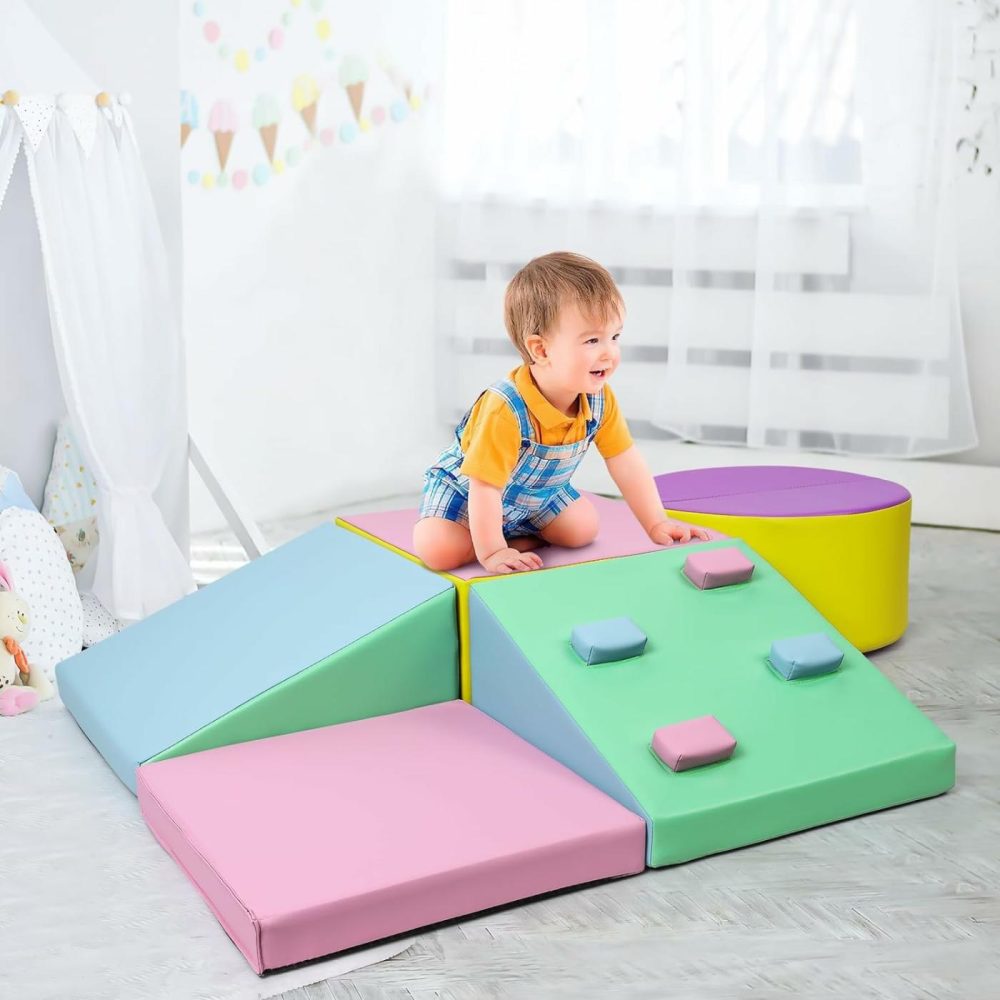 Soft Climbing Indoor Set  Foam Climbing Blocks For Toddlers And Preschoolers – Climbing  Crawling And Sliding Activity Play Set  5Pcs  |  Indoor Climbers & Play Structures All Toys Indoor Climbers & Play Structures