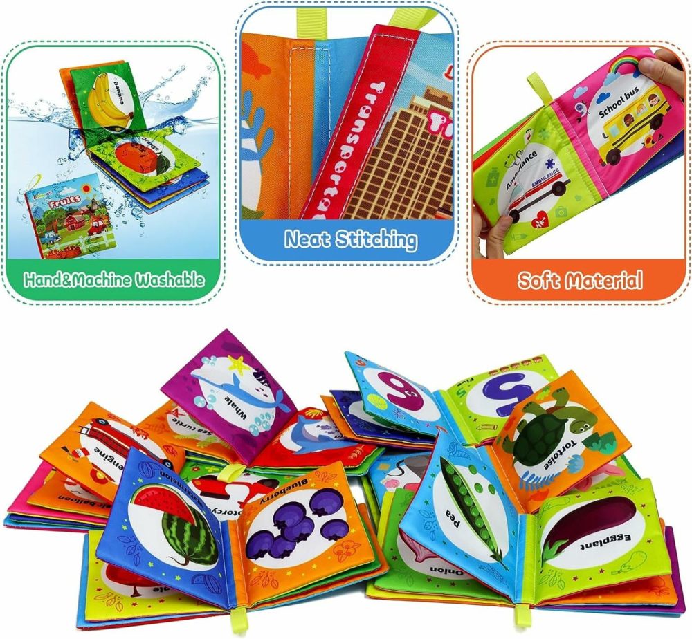 Soft Cloth Books Baby Books Bath Books 6-Pack For Baby Infant Toddler Kids Crinkle Squeaky Washable Chewable Non-Toxic Early Educational Giftable  |  Bath Toys All Toys Bath Toys