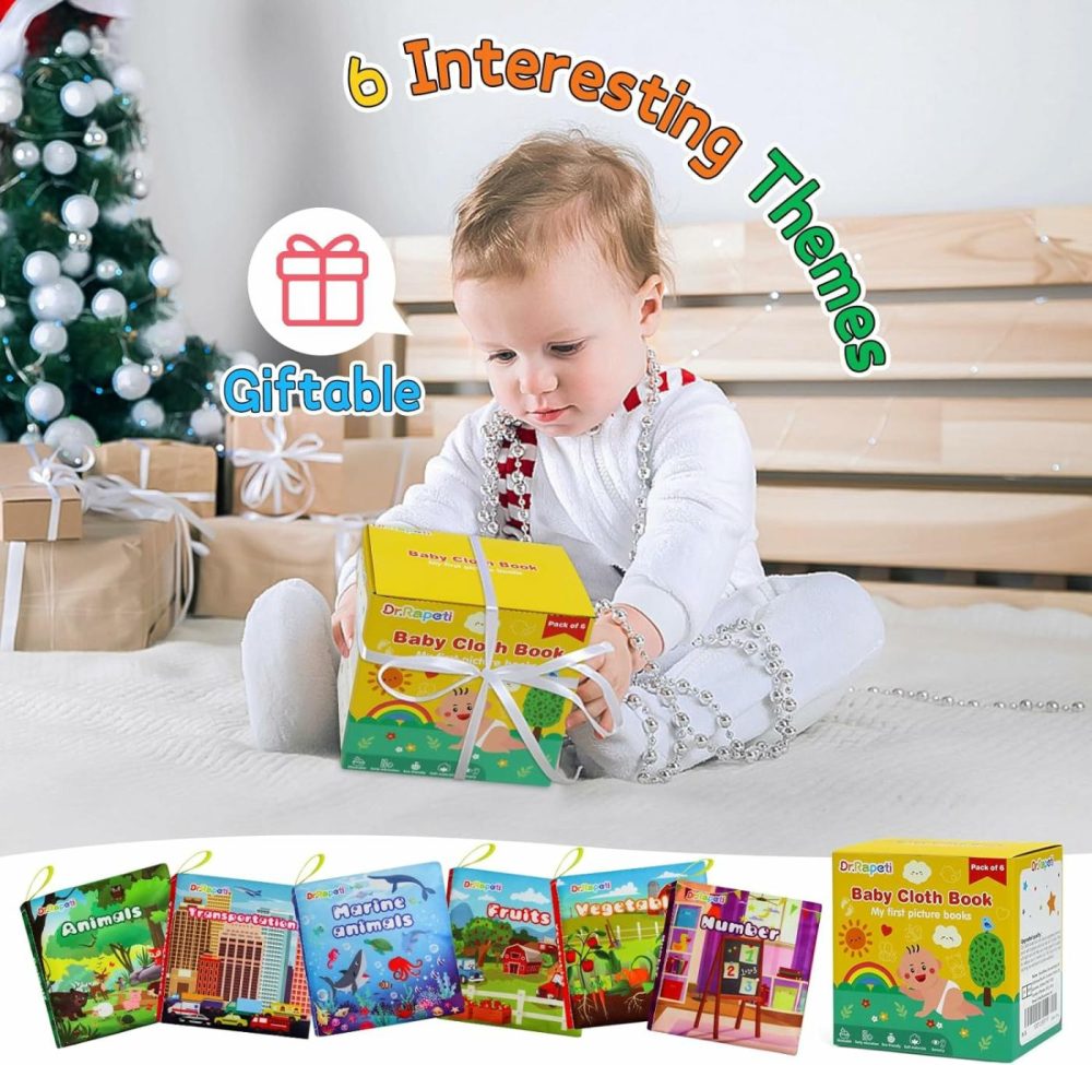 Soft Cloth Books Baby Books Bath Books 6-Pack For Baby Infant Toddler Kids Crinkle Squeaky Washable Chewable Non-Toxic Early Educational Giftable  |  Bath Toys All Toys Bath Toys