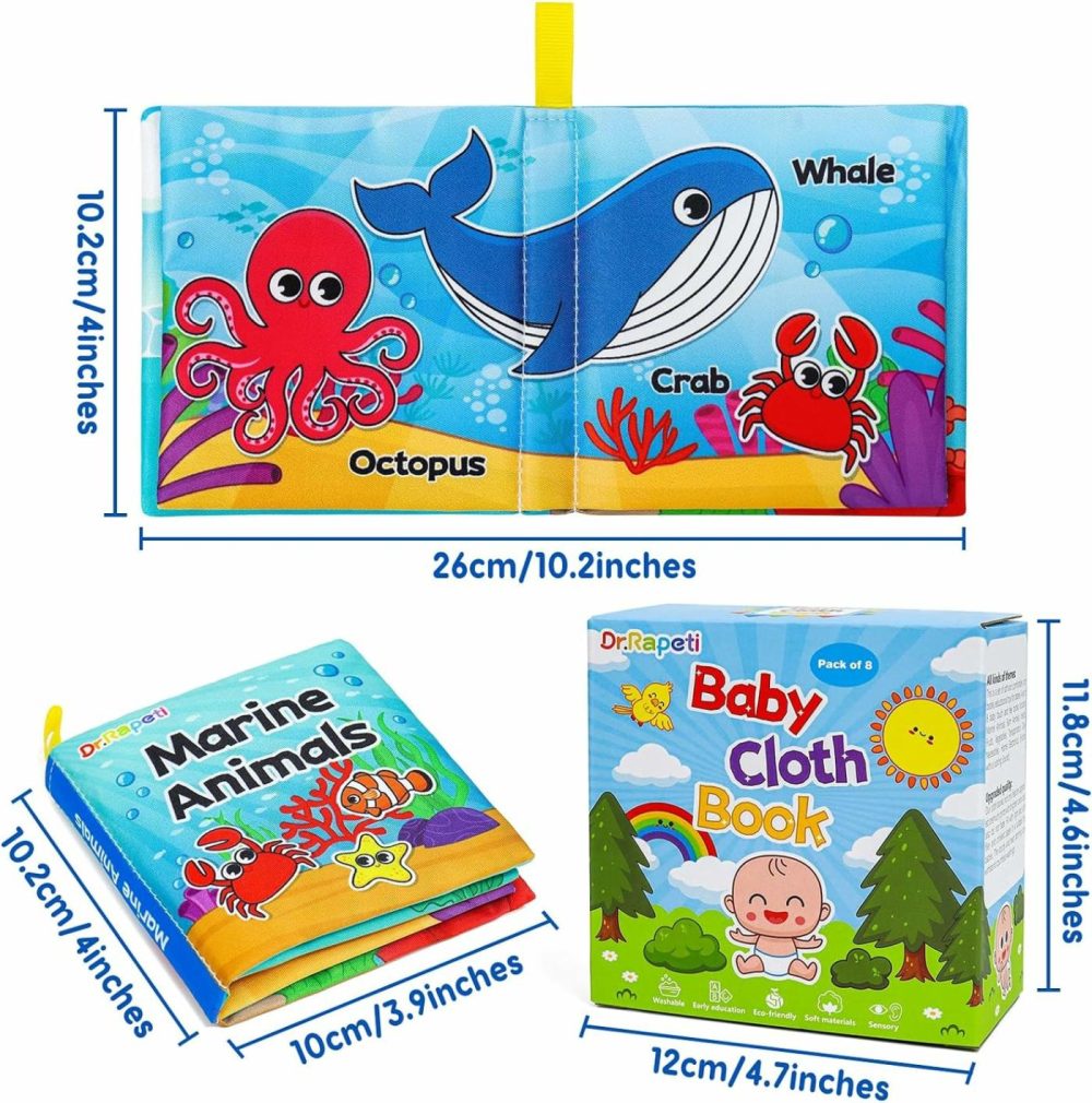 Soft Cloth Books Baby Books Bath Books 8-Pack For Baby Infant Toddler Kid Crinkle Washable Chewable Non-Toxic Early Educational Preschool Learning Giftable  |  Bath Toys All Toys Bath Toys