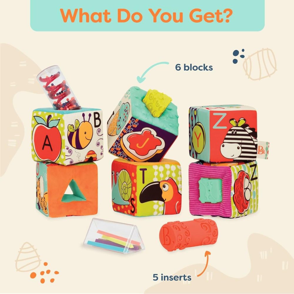 Soft Fabric Building Blocks For Toddlers – Educational Alphabet Blocks With Textured Shapes – Stack & Play Abc Blocks For 6 Months+  |  Sorting & Stacking Toys All Toys Sorting & Stacking Toys