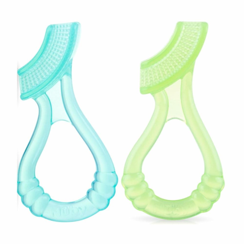 Soft Silicone Gum Massager With Hygienic Case  2-Pack  3 M+  |  Teethers All Toys Aqua-Green