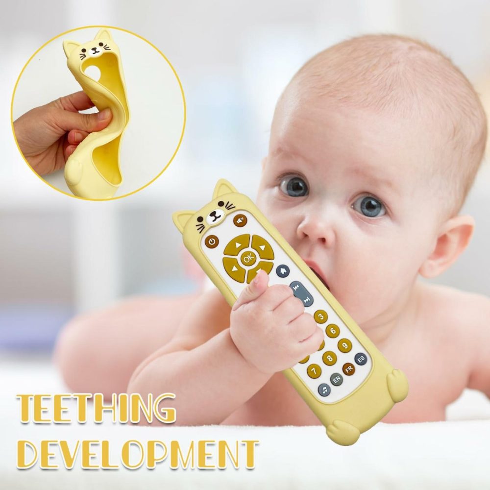 Soft Silicone Musical Teething Toys For Toddlers  Babies  Boys  Girls  6-12 Months Baby Remote Control Shape Molar Teether Chew Toys Set Gift (Cat)  |  Teethers All Toys Cat