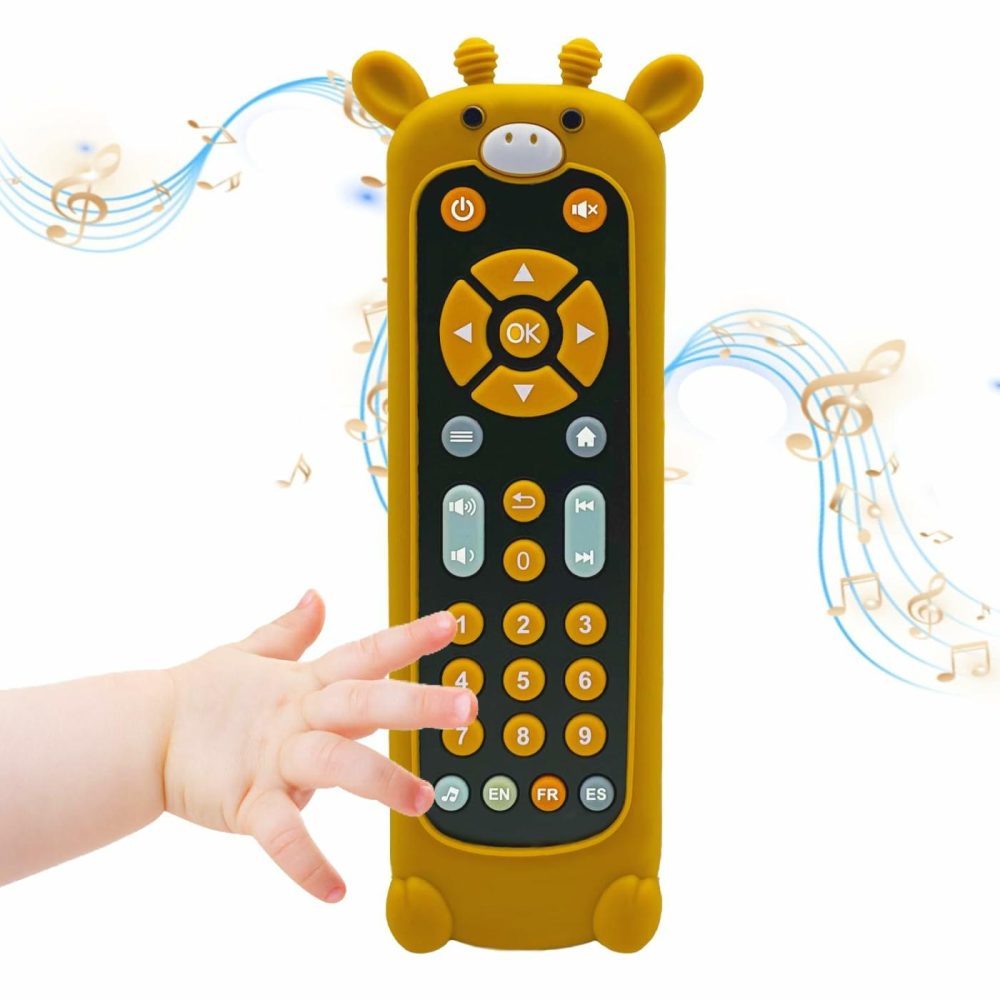 Soft Silicone Musical Teething Toys For Toddlers  Babies  Boys  Girls  6-12 Months Baby Remote Control Shape Molar Teether Chew Toys Set Gift (Giraffe)  |  Teethers All Toys Giraffe