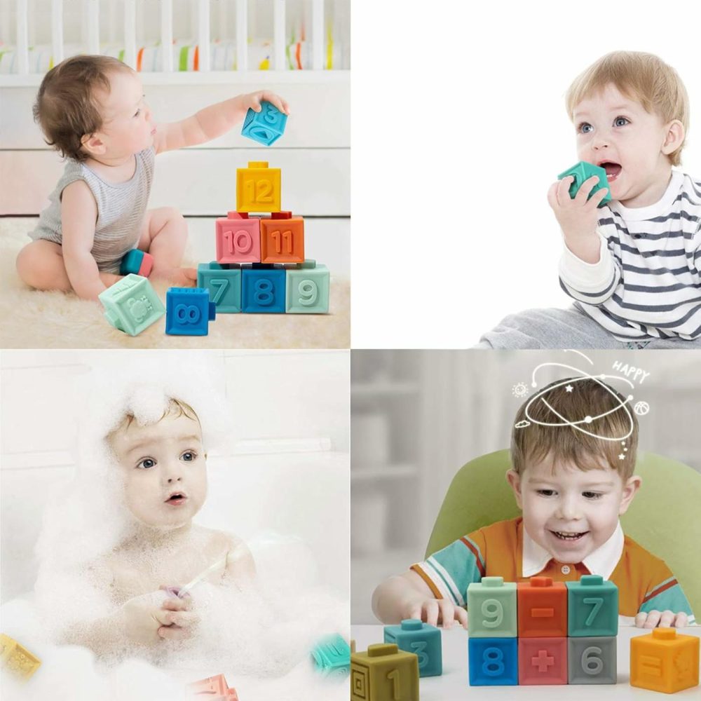 Soft Stacking Blocks For Baby Infant And Toddler  Baby Building Blocks  Teething Chewing Toys  Educational Baby Toys With Numbers  Shapes  Animals  Fruits & Textures For 0 – 3 Years Old  Pack Of 12  |  Sorting & Stacking Toys All Toys Sorting & Stacking Toys