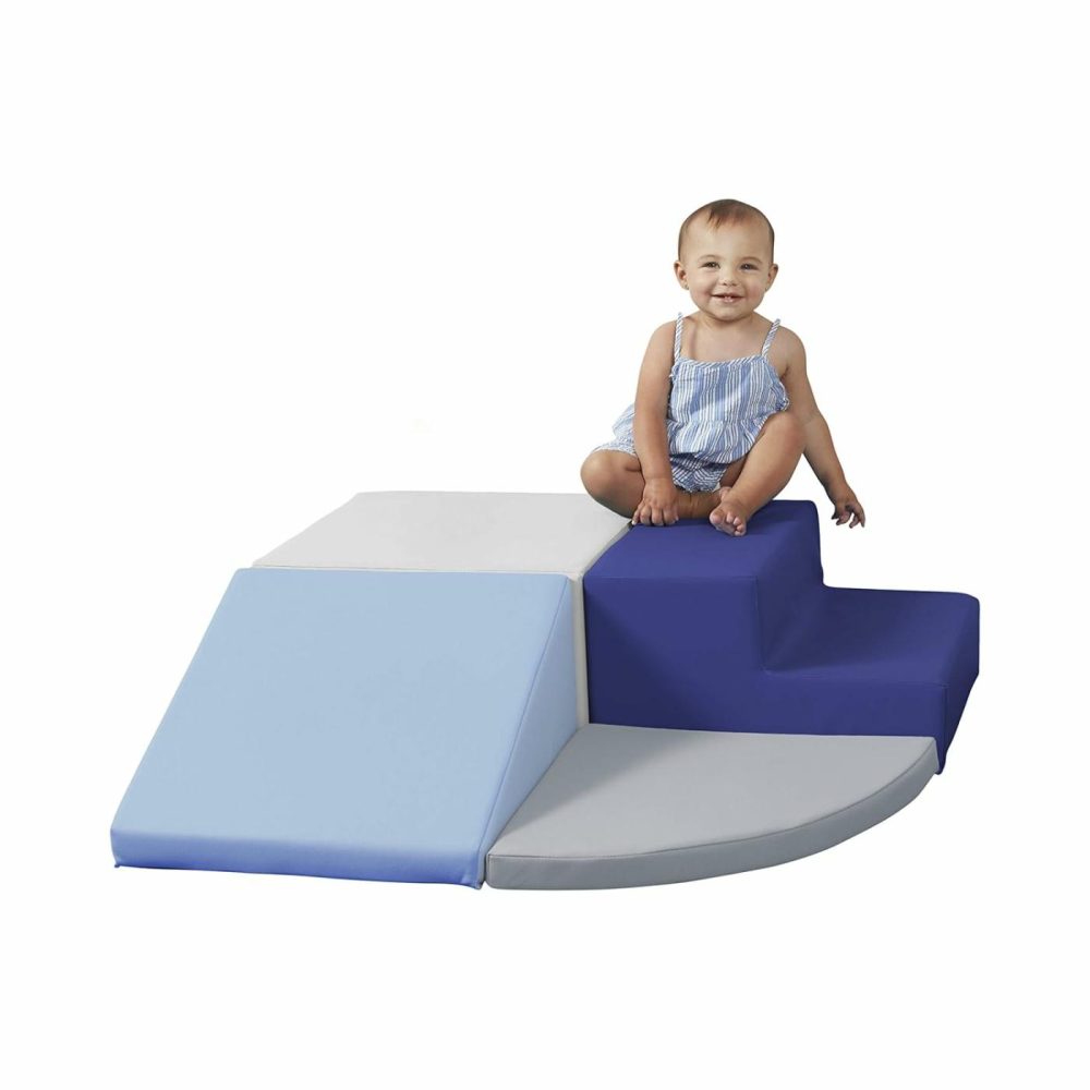 Softscape Toddler Playtime Corner Climber  Indoor Active Play Structure For Toddlers And Kids  Safe Soft Foam For Crawling And Sliding (4-Piece Set) – Navy/Powder Blue  11619-Nvpb  |  Indoor Climbers & Play Structures All Toys Indoor Climbers & Play Structures