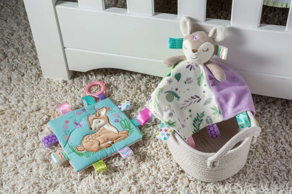 Soothing Sensory Crinkle Me Toy With Baby Paper And Squeaker  Flora Fawn  6.5 X 6.5-Inches  |  Rattles & Plush Rings All Toys Rattles & Plush Rings