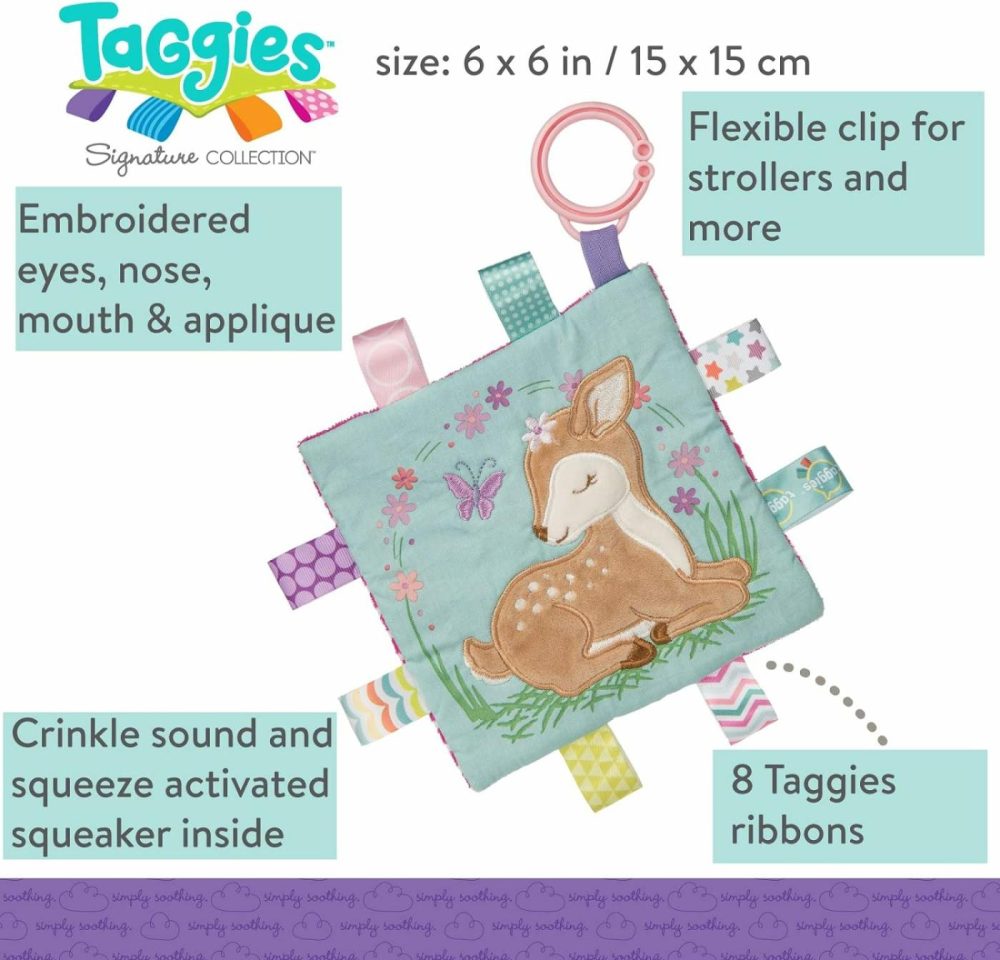 Soothing Sensory Crinkle Me Toy With Baby Paper And Squeaker  Flora Fawn  6.5 X 6.5-Inches  |  Rattles & Plush Rings All Toys Rattles & Plush Rings